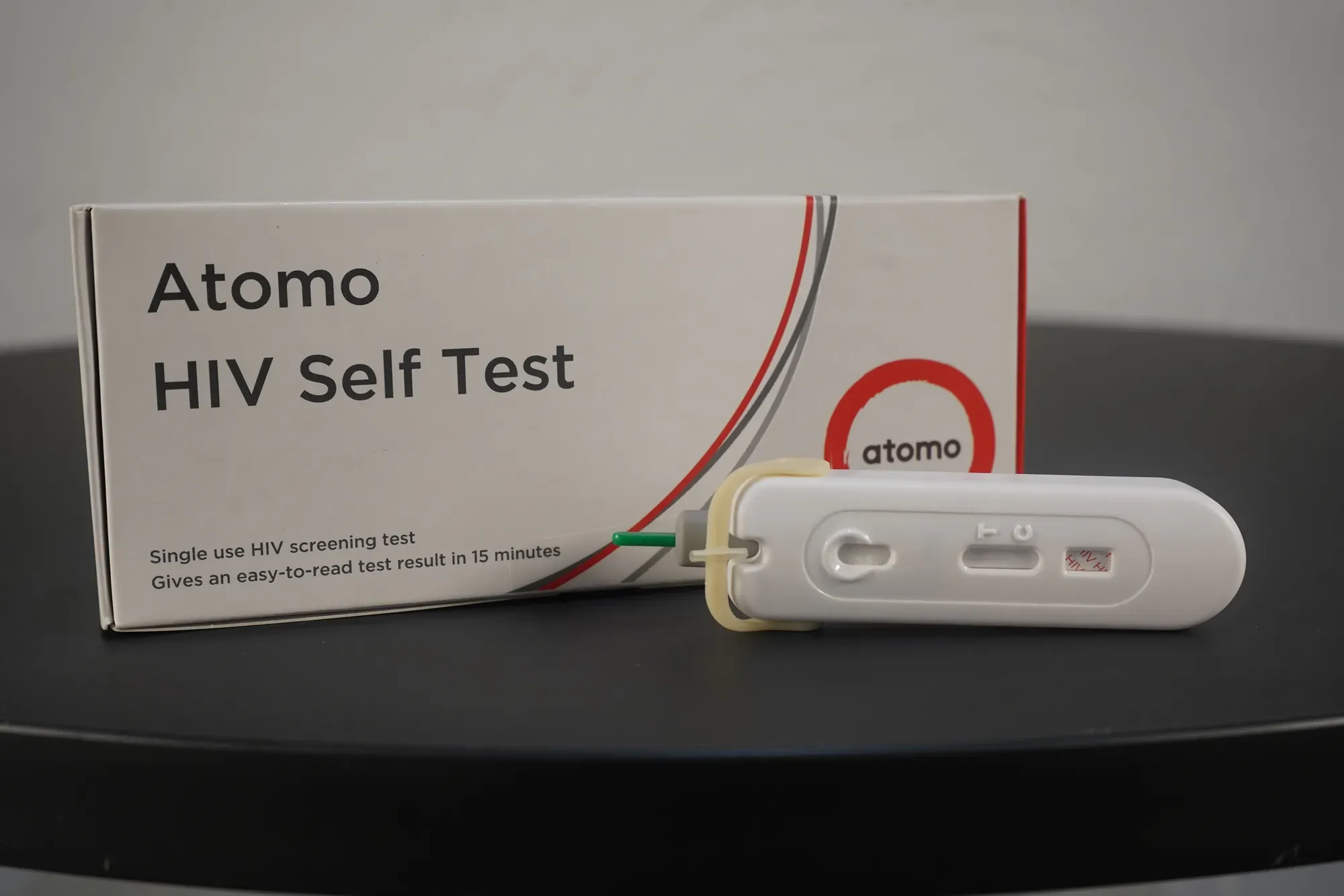 Atomo Diagnostics' HIV self-test device and packaging